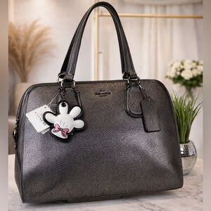 Coach‎ Nolita Gunmetal Metallic Black Satchel Pebble Leather Crossbody Bag NWT
